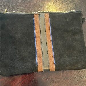 ABBY ALLEY Stylish Black and Brown Suede Clutch